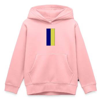 Couleurs Bleu-Jaune - Sweat Premium à capuche enfant bio - rose - Devant - AI Model Kid Female (0cm)