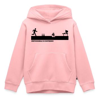Impossible Is Nothing - Sweat Premium à capuche enfant bio - rose - Devant - AI Model Kid Female (0cm)