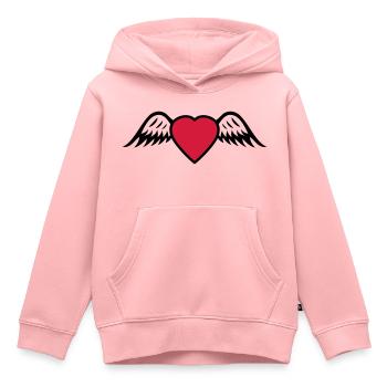 Herz Flügel - Kinder Premium Organic Hoodie - Rosa - Vorne - AI Model Kid Female (0cm)