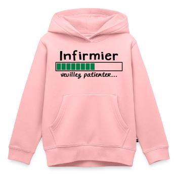 infirmier veuillez patienter - Sweat Premium à capuche enfant bio - rose - Devant - AI Model Kid Female (0cm)