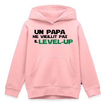 un papa ne vieillit pas,citations,geek,gaming - Sweat Premium à capuche enfant bio - rose - Devant - AI Model Kid Female (0cm)