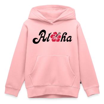 Aloha fleur d'hibiscus - Sweat Premium à capuche enfant bio - rose - Devant - AI Model Kid Female (0cm)