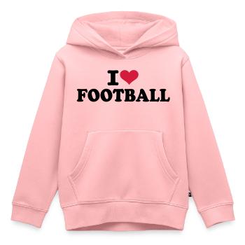 I love Football - Sweat Premium à capuche enfant bio - rose - Devant - AI Model Kid Female (0cm)