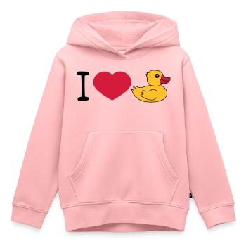 liebe i love herz quietscheente gummiente badeente - Kinder Premium Organic Hoodie - Rosa - Vorne - AI Model Kid Female (0cm)