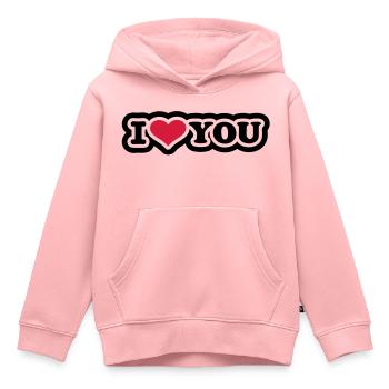 I love you - Sweat Premium à capuche enfant bio - rose - Devant - AI Model Kid Female (0cm)