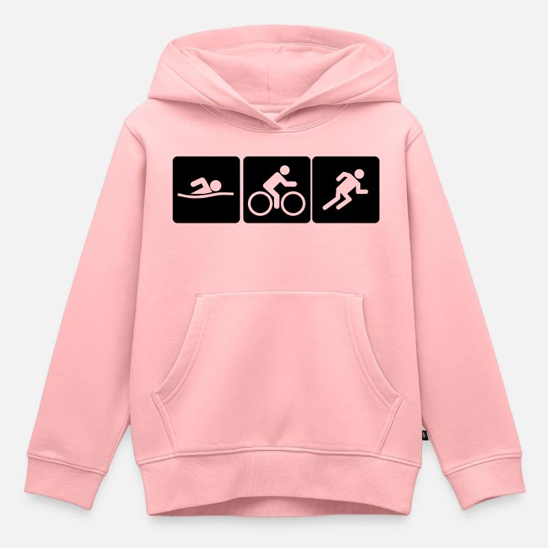 Course de vélo de triathlon - Sweat Premium à capuche enfant bio - rose