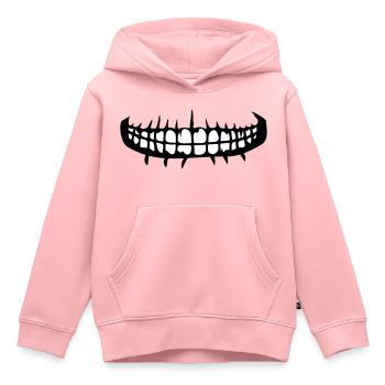 zaehne mund grinsen horror halloween gruselig boes - Kinder Premium Organic Hoodie - Rosa - Vorne - AI Model Kid Female (0cm)