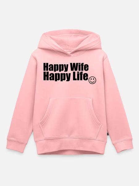 Happy Wife, Happy Life - Kids Premium Organic Hoodie - rose