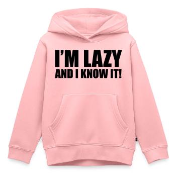 Lazy - Kids Premium Organic Hoodie - rose - Front - AI Model Kid Female (0cm)