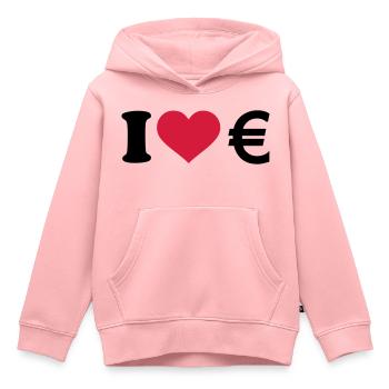 I love Euro - Sweat Premium à capuche enfant bio - rose - Devant - AI Model Kid Female (0cm)