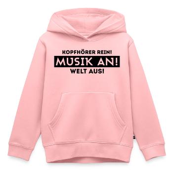 Kopfhörer rein, Musik an, Welt aus! - Kinder Premium Organic Hoodie - Rosa - Vorne - AI Model Kid Female (0cm)