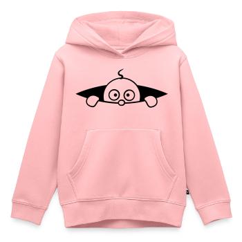 Lit de bébé sur le ventre - Sweat Premium à capuche enfant bio - rose - Devant - AI Model Kid Female (0cm)