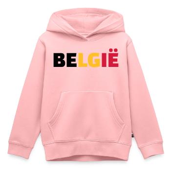 Belgie - Sweat Premium à capuche enfant bio - rose - Devant - AI Model Kid Female (0cm)