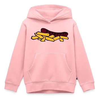 currywurst frite saucisse - Sweat Premium à capuche enfant bio - rose - Devant - AI Model Kid Female (0cm)