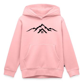 Landschaft - Berge Hütte - Kinder Premium Organic Hoodie - Rosa - Vorne - AI Model Kid Female (0cm)