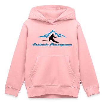 Winter - Skifahrer Berge Saalbach - Kinder Premium Organic Hoodie - Rosa - Vorne - AI Model Kid Female (0cm)