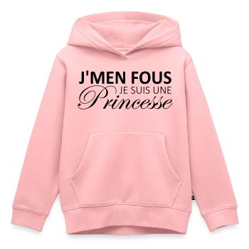 j'men fous je suis une princesse - Sweat Premium à capuche enfant bio - rose - Devant - AI Model Kid Female (0cm)