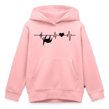 Heartbeat paresseux EKG refroidisseur chill paresseux drôle - Sweat Premium à capuche enfant bio - rose - Devant - AI Model Kid Female (0cm)