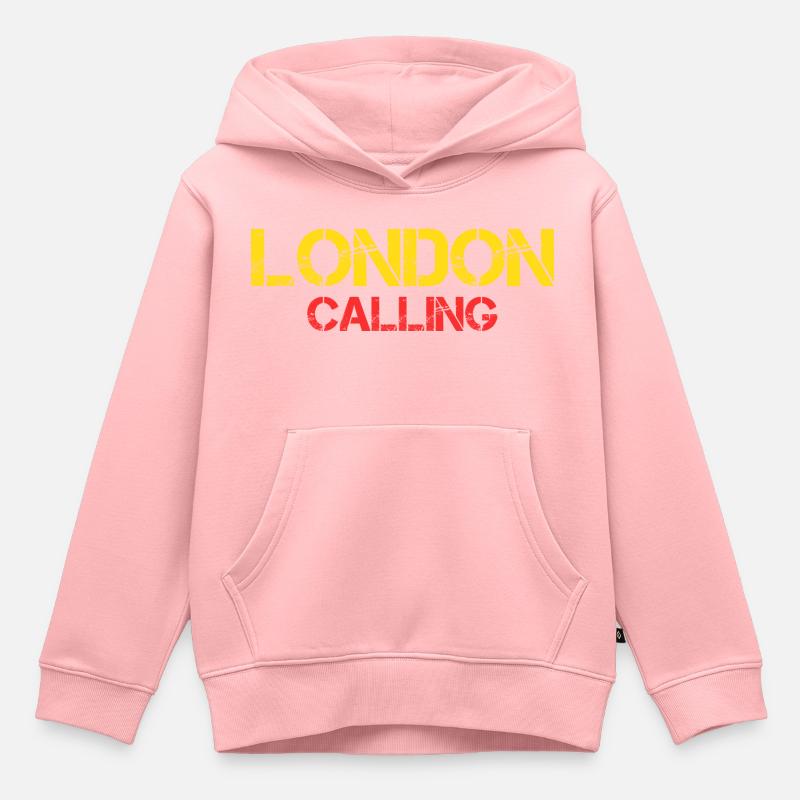 Londres design - Sweat Premium à capuche enfant bio - rose