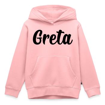 Greta - Kinder Premium Organic Hoodie - Rosa - Vorne - AI Model Kid Female (0cm)