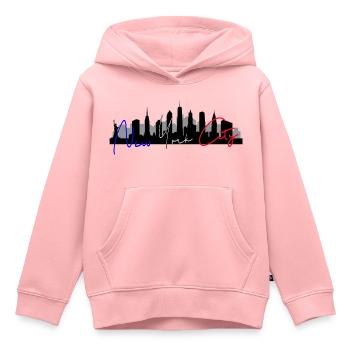Skyline NYC BlueWhiteRed 2 - Sweat Premium à capuche enfant bio - rose - Devant - AI Model Kid Female (0cm)