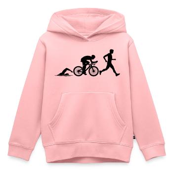 Compétition sportive de triathlon - Sweat Premium à capuche enfant bio - rose - Devant - AI Model Kid Female (0cm)