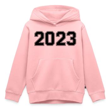 2023 - Sweat Premium à capuche enfant bio - rose - Devant - AI Model Kid Female (0cm)