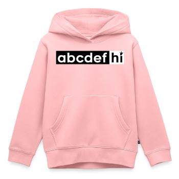 Abcdefghi Hallo Hallo Buchstaben Alphabet - Kinder Premium Organic Hoodie - Rosa - Vorne - AI Model Kid Female (0cm)