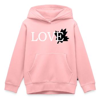 Amour Feuille d'érable du canada - Sweat Premium à capuche enfant bio - rose - Devant - AI Model Kid Female (0cm)