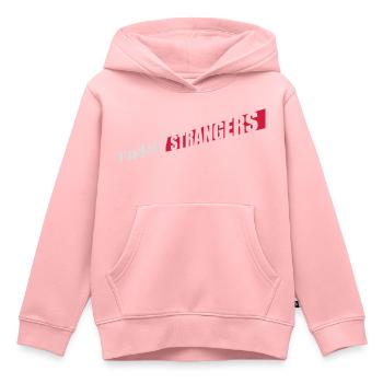 Citation Restons Strangers - Sweat Premium à capuche enfant bio - rose - Devant - AI Model Kid Female (0cm)