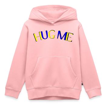 hug me - Kids Premium Organic Hoodie - rose - Front - AI Model Kid Female (0cm)