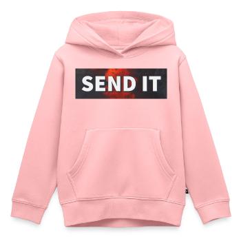 SEND IT Boxlogo - Kinder Premium Organic Hoodie - Rosa - Vorne - AI Model Kid Female (0cm)
