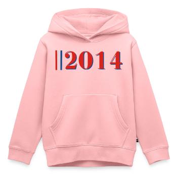 Jahr 2014 - Kinder Premium Organic Hoodie - Rosa - Vorne - AI Model Kid Female (0cm)