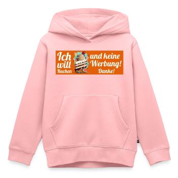 Ich will Kuchen und keine Werbung! Keine Werbung! - Kinder Premium Organic Hoodie - Rosa - Vorne - AI Model Kid Female (0cm)