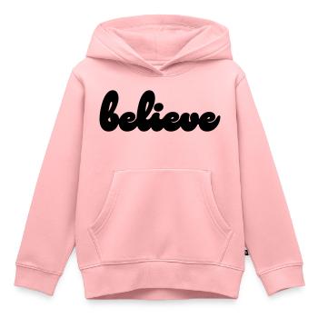 croire - Sweat Premium à capuche enfant bio - rose - Devant - AI Model Kid Female (0cm)