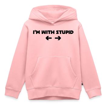 i m with stupid - Kinder Premium Organic Hoodie - Rosa - Vorne - AI Model Kid Female (0cm)