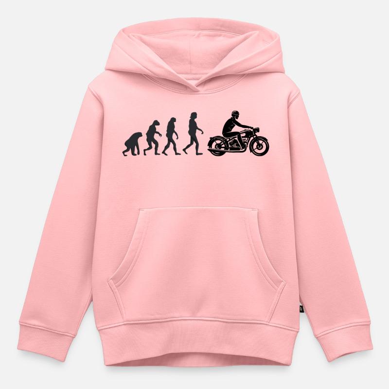 Motorradfahrer - Menschliche Evolution - Kinder Premium Organic Hoodie - Rosa
