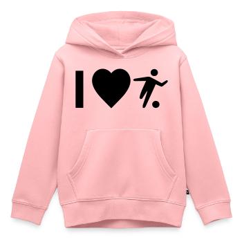Design cool « I Love Football » pour lui et elle - Sweat Premium à capuche enfant bio - rose - Devant - AI Model Kid Female (0cm)