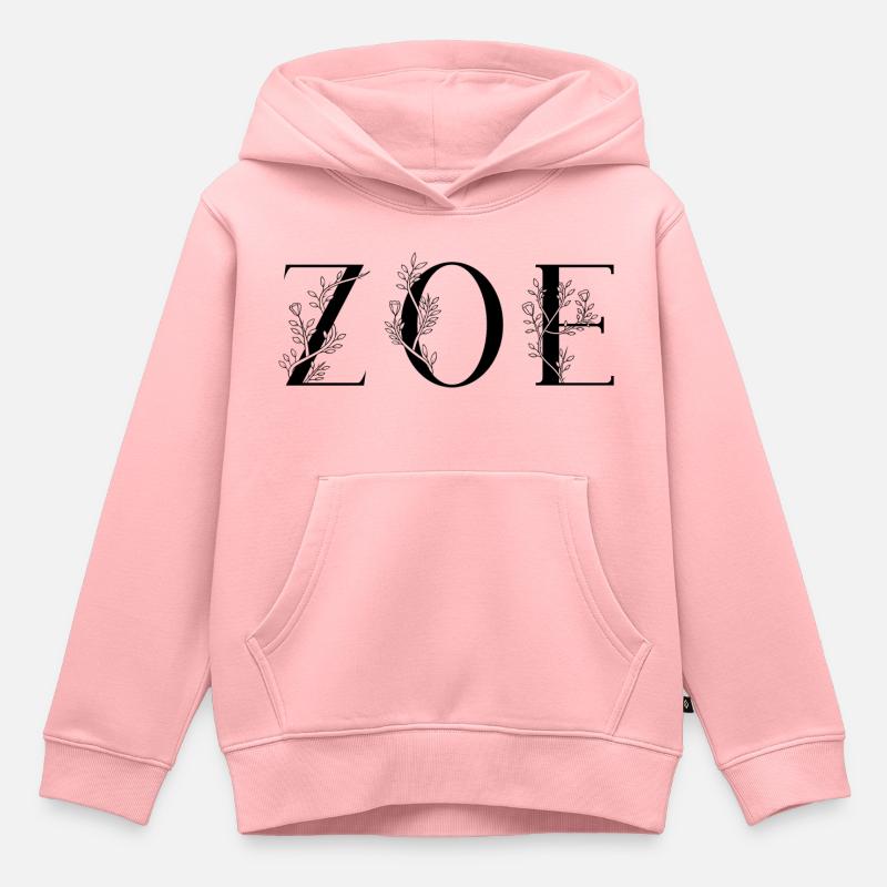 Nom - Zoé - Sweat Premium à capuche enfant bio - rose