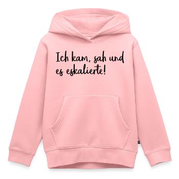Ich kam, sah und es eskalierte! - Kinder Premium Organic Hoodie - Rosa - Vorne - AI Model Kid Female (0cm)