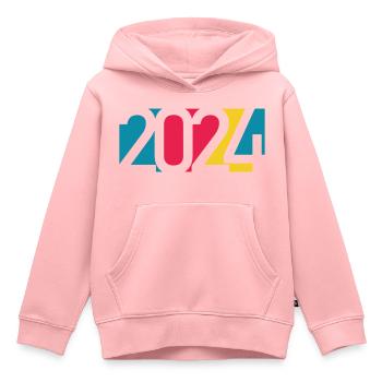 2024 happy new year Jahreszahl Datum Zahl Anno - Kinder Premium Organic Hoodie - Rosa - Vorne - AI Model Kid Female (0cm)