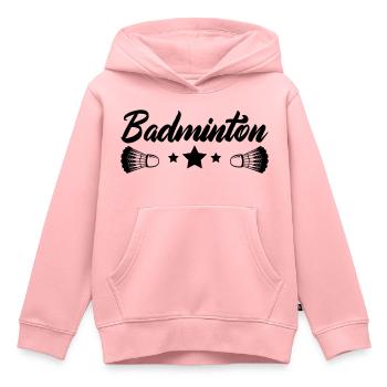 badminton - Sweat Premium à capuche enfant bio - rose - Devant - AI Model Kid Female (0cm)