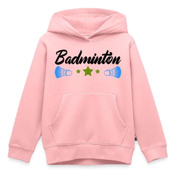 badminton - Sweat Premium à capuche enfant bio - rose - Devant - AI Model Kid Female (0cm)