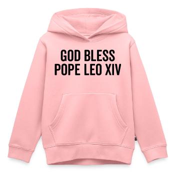 Que Dieu bénisse le pape Léon XIV - Sweat Premium à capuche enfant bio - rose - Devant - AI Model Kid Female (0cm)