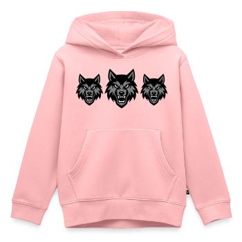 Wolf Kopf Gruppe Rudel - Kinder Premium Organic Hoodie - Rosa - Vorne - AI Model Kid Female (0cm)