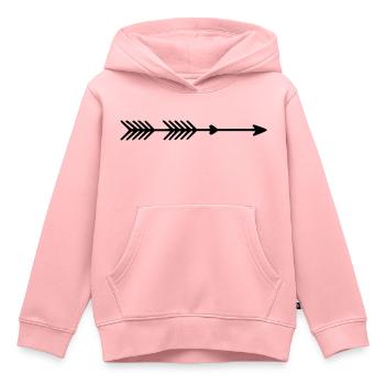 Flèche droite - Sweat Premium à capuche enfant bio - rose - Devant - AI Model Kid Female (0cm)