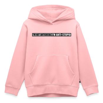 not antisocial anti stupid - Kids Premium Organic Hoodie - rose - Front - AI Model Kid Female (0cm)