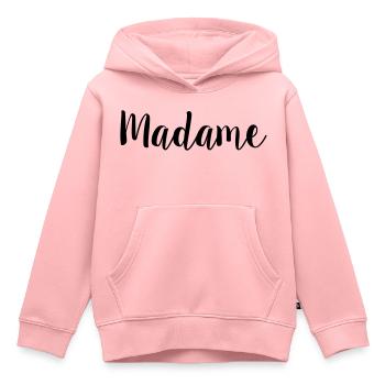madame simple - Kids Premium Organic Hoodie - rose - Front - AI Model Kid Female (0cm)