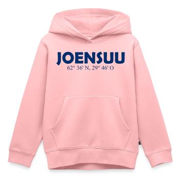 Joensuu - Finland - Coordinates - Longitude Latitu - Kinder Premium Organic Hoodie - Rosa - Vorne - AI Model Kid Female (0cm)