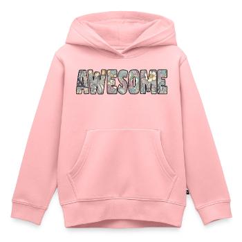 AWESOME ! Genau, was du bist. Kurz und knackig - Kinder Premium Organic Hoodie - Rosa - Vorne - AI Model Kid Female (0cm)